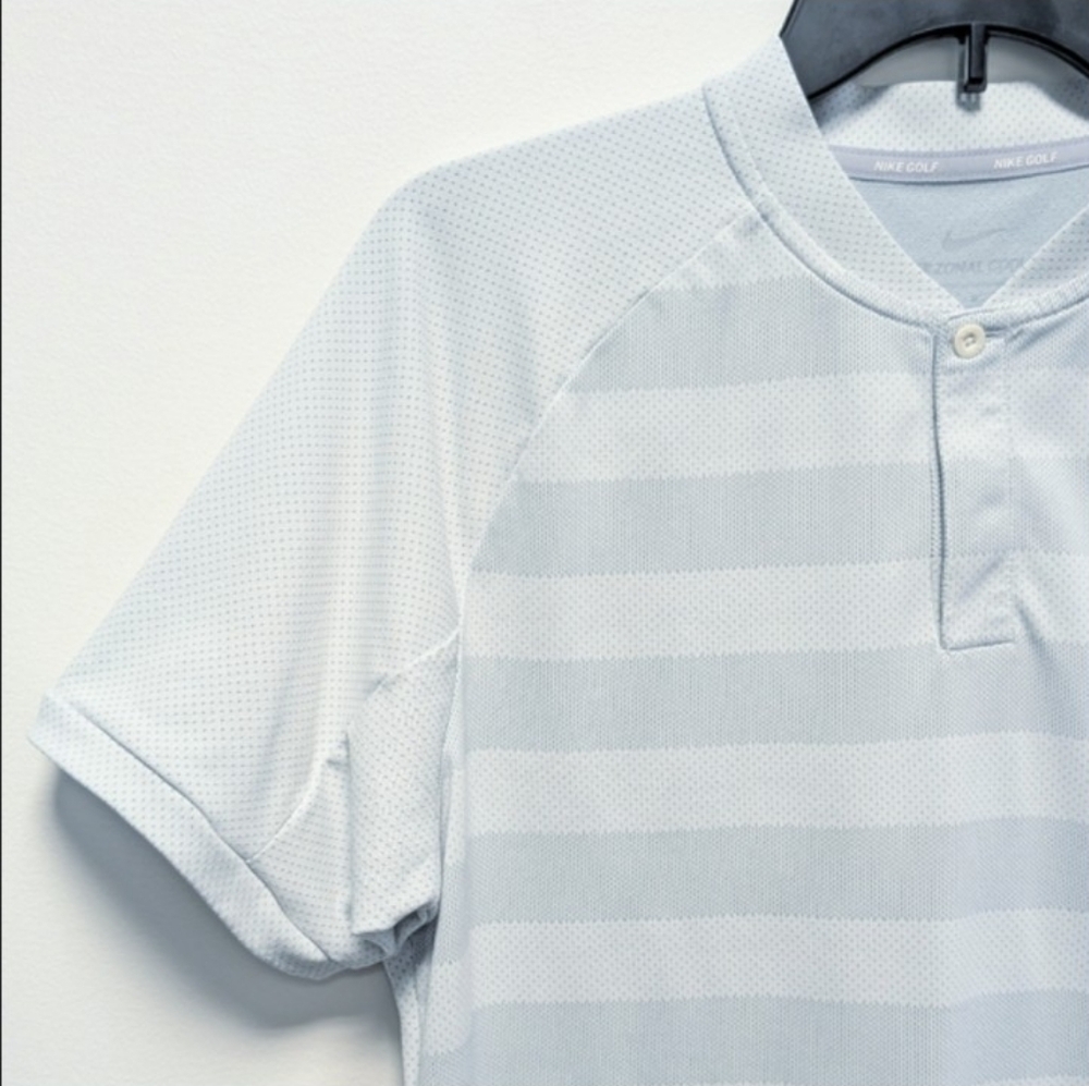 Nike Zonal Cooling Men's M Stripe Polo Lightweight White - Picture 6 of 13